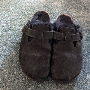Birkenstock Black Shearling Clogs